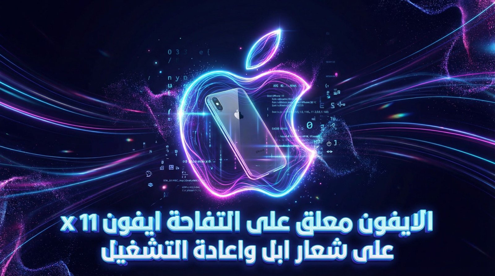 الايفون معلق على التفاحة ايفون 11 x على شعار ابل واعادة التشغيل