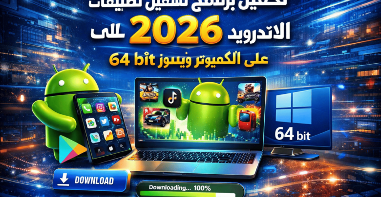 تحميل برنامج تشغيل تطبيقات الاندرويد 2026 على الكمبيوتر ويندوز 10 64 bit